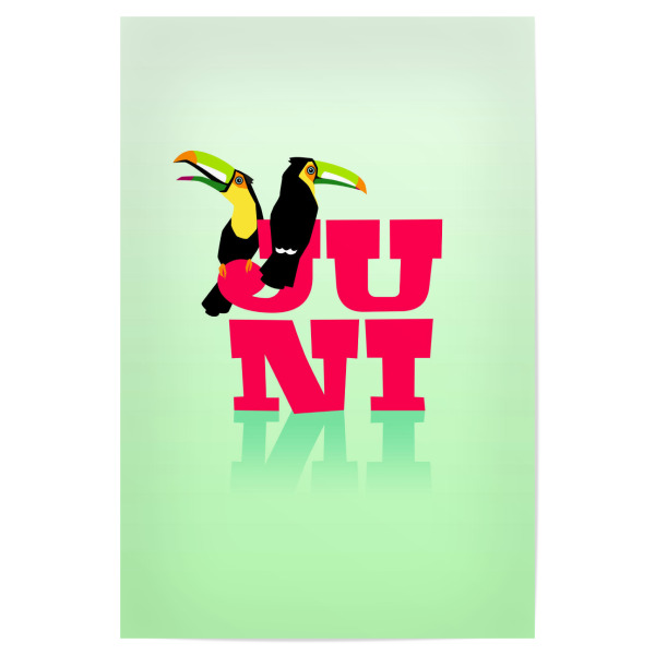 Poster "Bunte Welt der Tiere - Juni" artboxONE - Typografie,Für Kinder,Tiere,Weihnachten