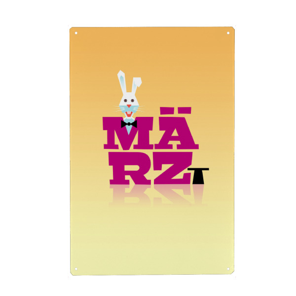 Metall Poster "Bunte Welt der Tiere - März" artboxONE - Typografie,Für Kinder,Tiere,Weihnachten