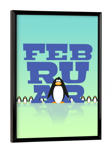 Poster mit schwarzem Rahmen "Bunte Welt der Tiere - Februar" artboxONE - Typografie,Für Kinder,Tiere,Weihnachten