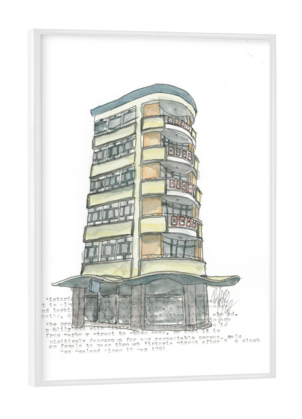 Poster mit weißem Rahmen "85 Victoria St, Wellington" artboxONE - Architektur,Reise / Länder,Städte / Weitere