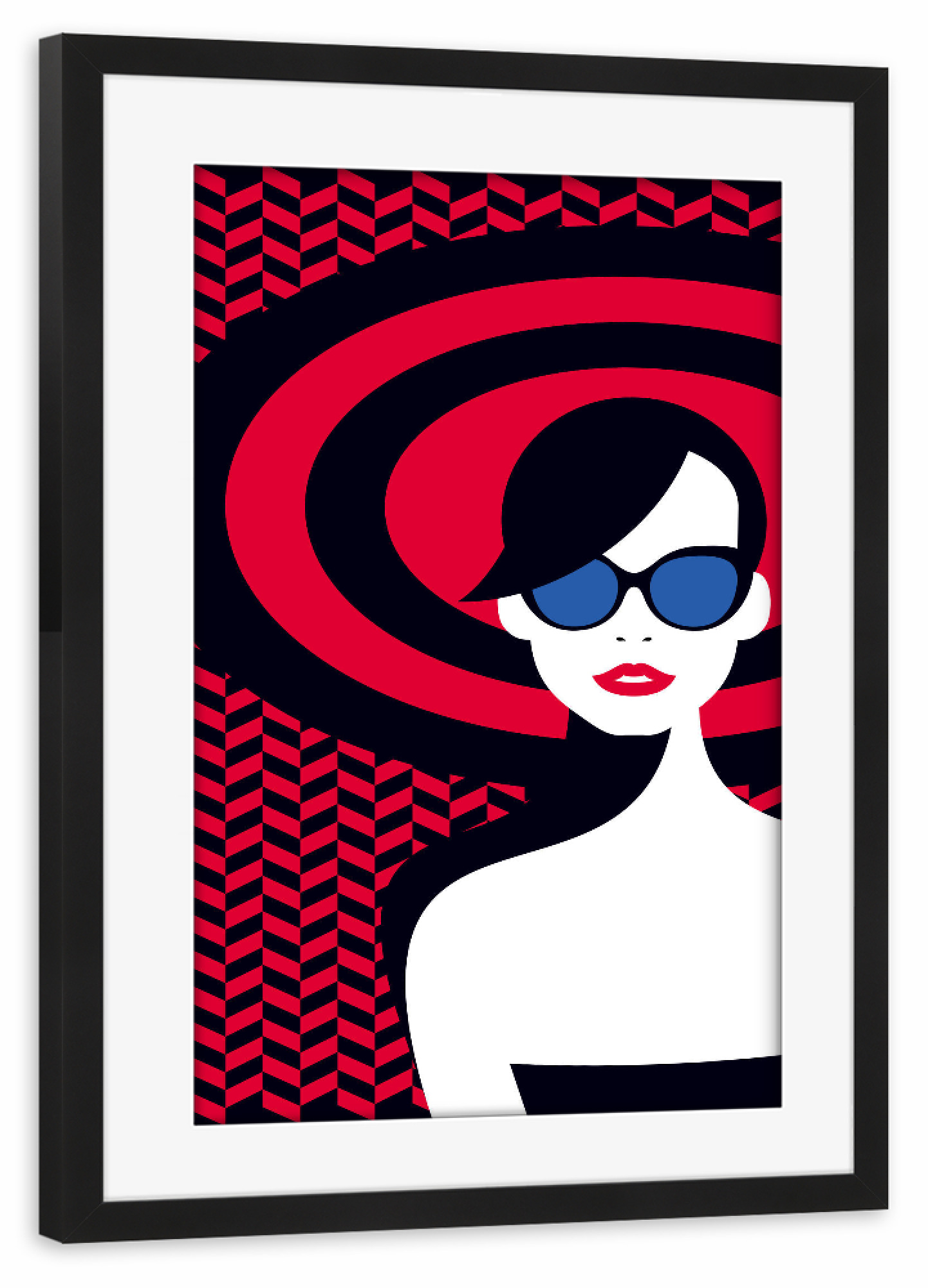 Poster mit Rahmen schwarz "Resort Style III" artboxONE - Reise,Fashion - Woman,Lady,Sunglasses,Pretty,Beauty,Face,Pattern,Fashion,Lips