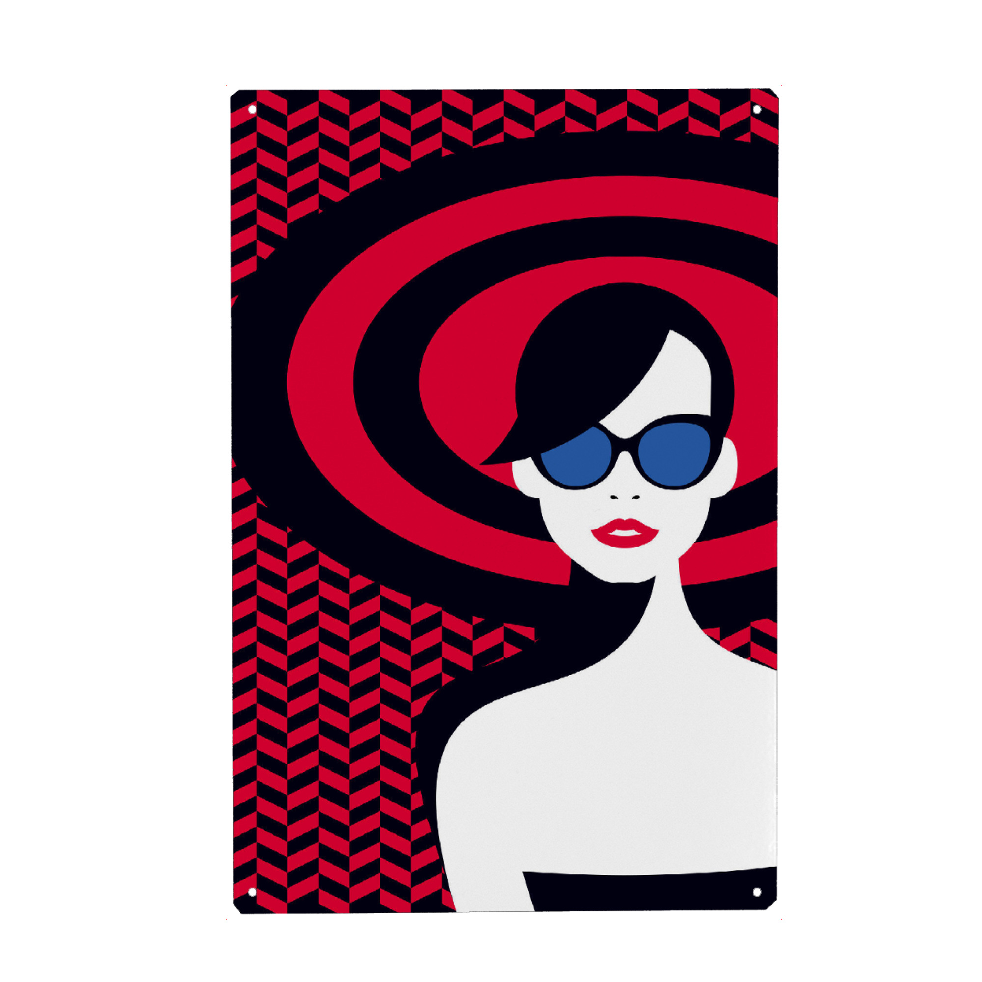 Metall Poster "Resort Style III" artboxONE - Reise,Fashion - Woman,Lady,Sunglasses,Pretty,Beauty,Face,Pattern,Fashion,Lips - Blechschild