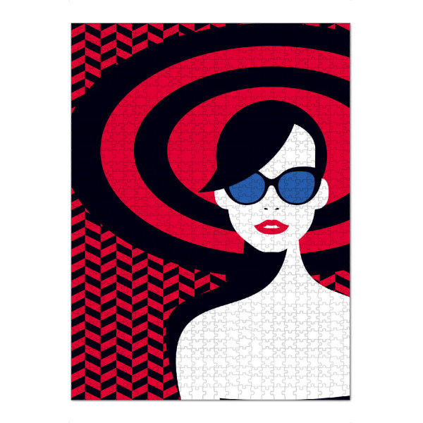 Puzzle Ravensburger "Resort Style III" artboxONE - Reise,Fashion - Woman,Lady,Sunglasses,Pretty,Beauty,Face,Pattern,Fashion,Lips - Bild woman