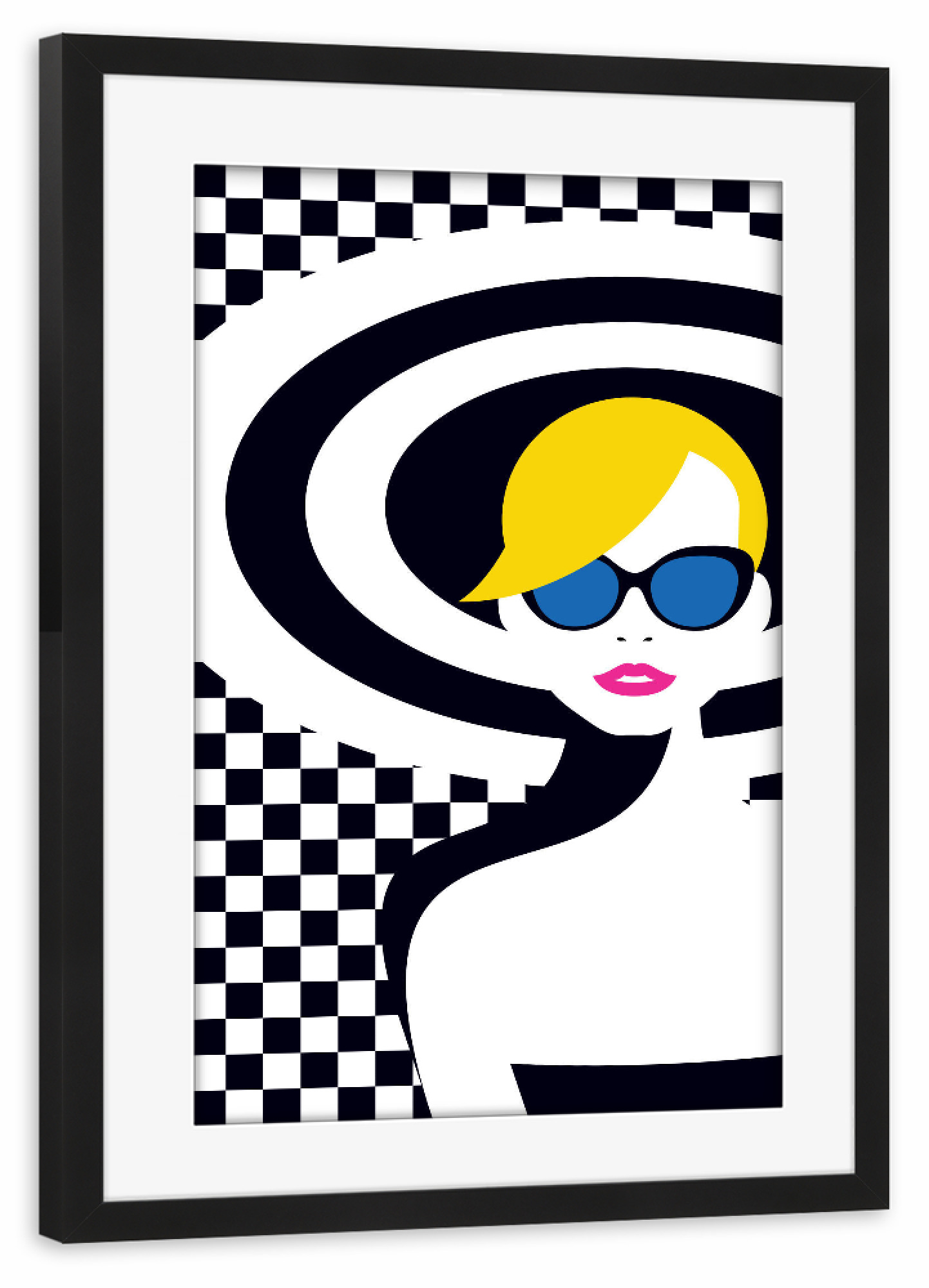 Poster mit Rahmen schwarz "Resort Style II" artboxONE - Reise,Fashion - Woman,Lady,Hat,Resort,Style,Sunglasses,Lovely,Beauty,Pretty,Pattern,Lips,Face