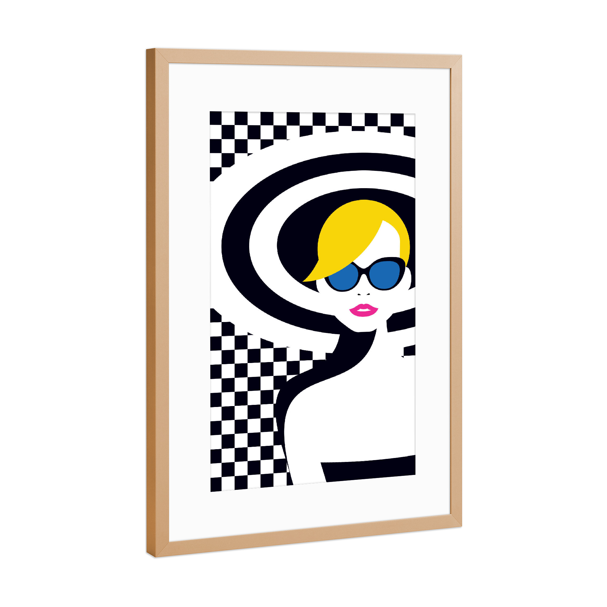 Poster mit Rahmen Kupfer "Resort Style II" artboxONE - Reise,Fashion - Woman,Lady,Hat,Resort,Style,Sunglasses,Lovely,Beauty,Pretty,Pattern,Lips,Face