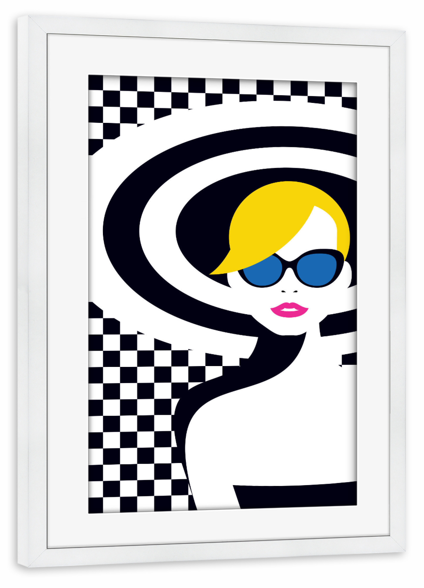 Poster mit Rahmen weiß "Resort Style II" artboxONE - Reise,Fashion - Woman,Lady,Hat,Resort,Style,Sunglasses,Lovely,Beauty,Pretty,Pattern,Lips,Face