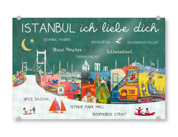 Acrylglasbild "Istanbul ich liebe dich" artboxONE - Städte / Istanbul