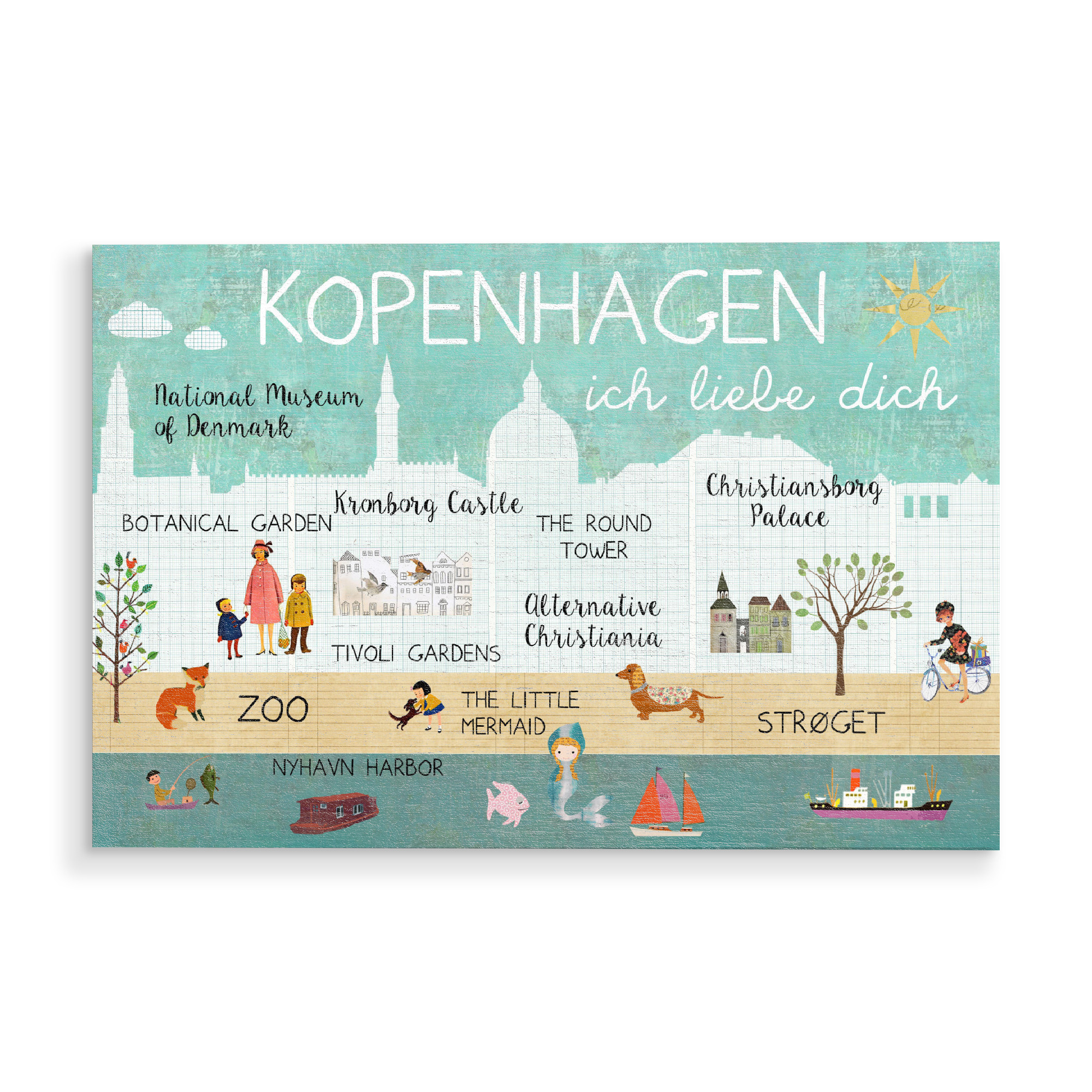 Holzbild "Kopenhagen ich liebe dich" artboxONE - Kartografie