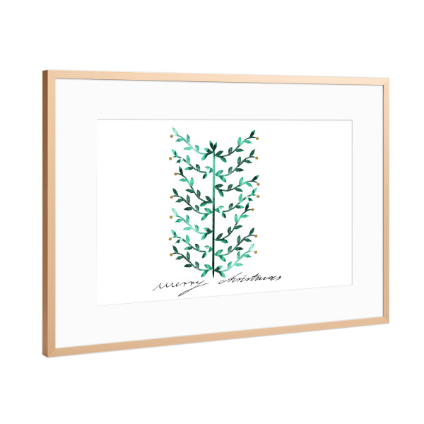 Poster mit Rahmen Kupfer "Merry Christmas I" artboxONE - Typografie,Natur,Floral,Abstrakt,Liebe,Weihnachten