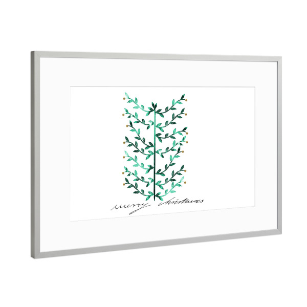 Poster mit Rahmen Silber "Merry Christmas I" artboxONE - Typografie,Natur,Floral,Abstrakt,Liebe,Weihnachten