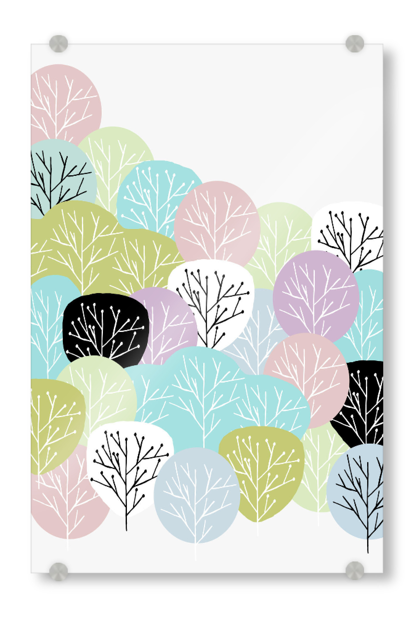 Acrylglasbild "Abstrakt Wald" artboxONE - Natur,Floral,Abstrakt,Geometrie - Bunt,Wald,Abstrakt,Minimalistisch,Modern,Skandinavisch,Bäume