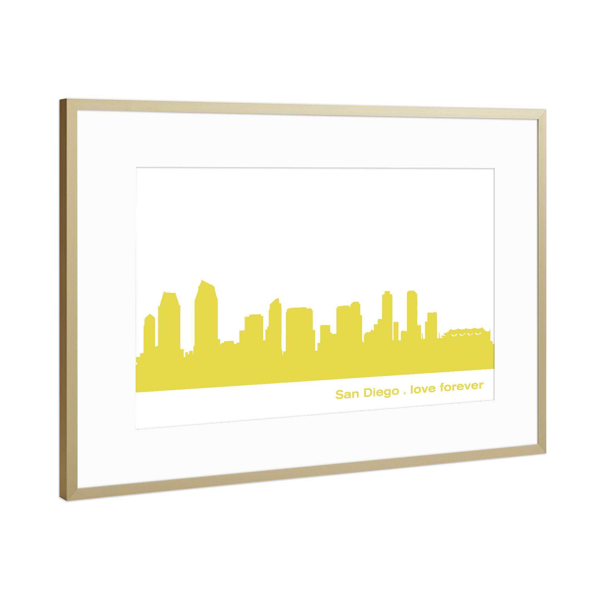 Poster mit Rahmen Gold "SAN DIEGO 06 Skyline Spring-Green" artboxONE - Städte,Reise,Städte / Weitere