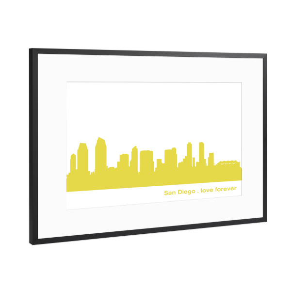 Poster mit Rahmen Schwarz (Metallic) "SAN DIEGO 06 Skyline Spring-Green" artboxONE - Städte,Reise,Städte / Weitere