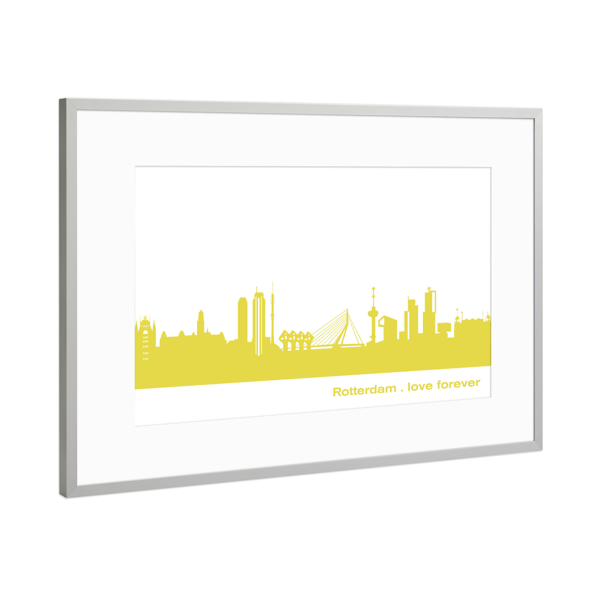 Poster mit Rahmen Silber "ROTTERDAM 06 Skyline Spring-Green" artboxONE - Städte,Reise,Städte / Weitere