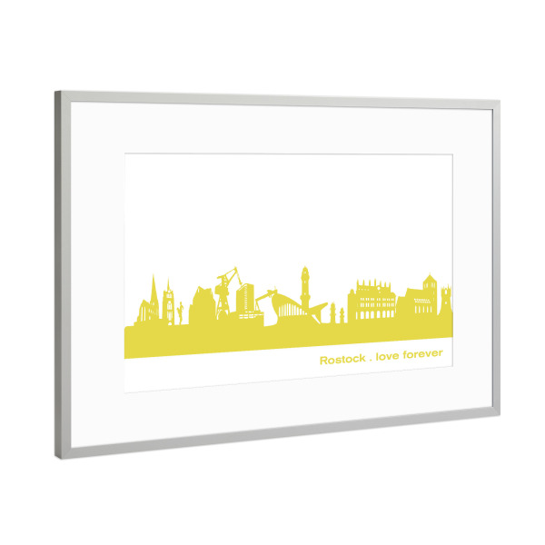 Poster mit Rahmen Silber "ROSTOCK 06 Skyline Spring-Green" artboxONE - Städte,Reise,Städte / Weitere