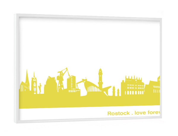 Poster mit weißem Rahmen "ROSTOCK 06 Skyline Spring-Green" artboxONE - Städte,Reise,Städte / Weitere