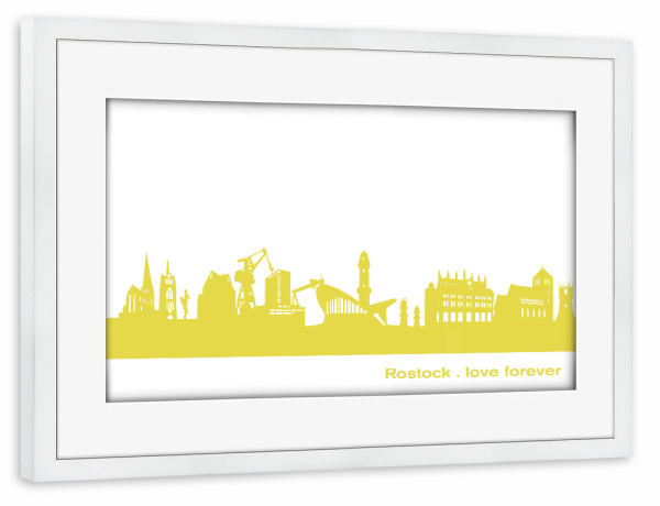 Poster mit Rahmen weiß "ROSTOCK 06 Skyline Spring-Green" artboxONE - Städte,Reise,Städte / Weitere