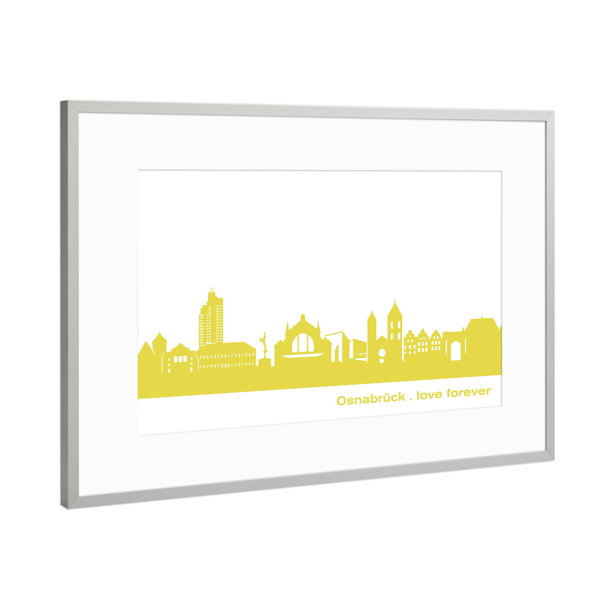 Poster mit Rahmen Silber "OSNABRÜCK 06 Skyline Spring-Green" artboxONE - Städte,Reise,Städte / Weitere