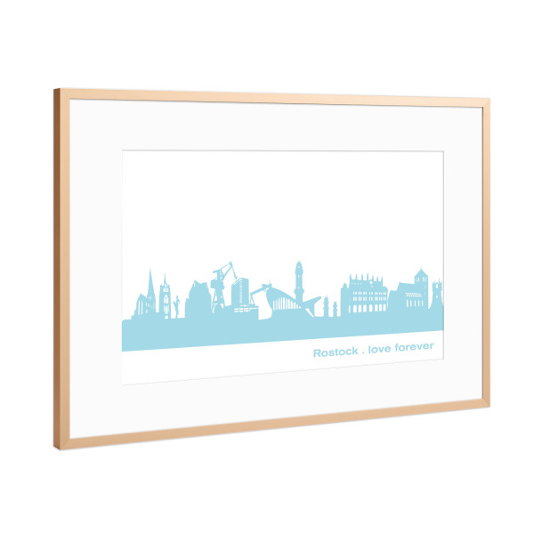 Poster mit Rahmen Kupfer "ROSTOCK 08 Pastel-Blue Print" artboxONE - Städte,Reise,Städte / Weitere
