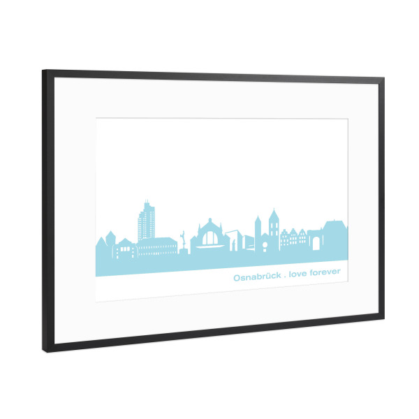 Poster mit Rahmen Schwarz (Metallic) "OSNABRÜCK 08 Pastel-Blue Print" artboxONE - Städte,Städte / Weitere