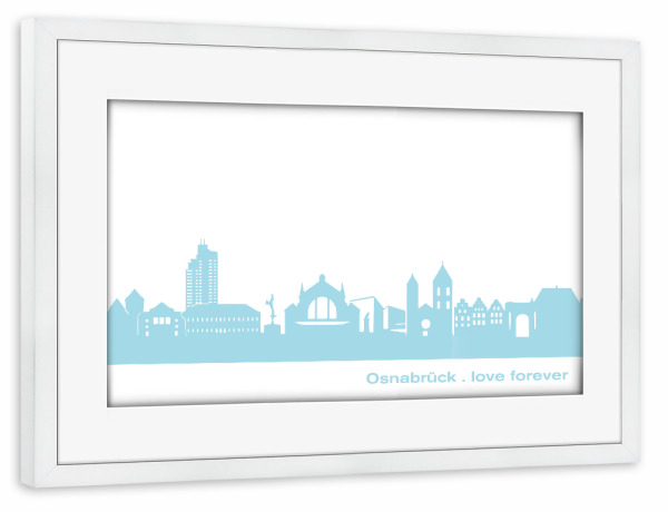 Poster mit Rahmen weiß "OSNABRÜCK 08 Pastel-Blue Print" artboxONE - Städte,Städte / Weitere