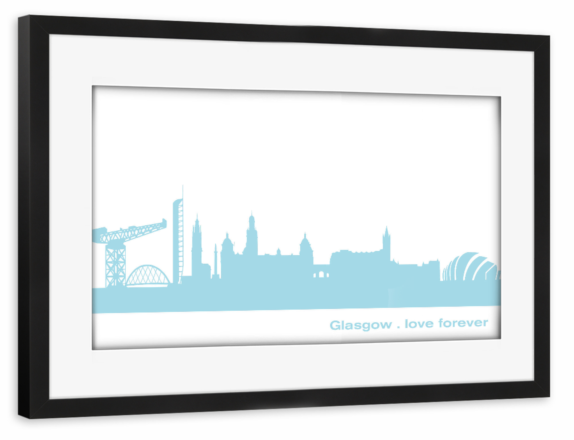Poster mit Rahmen schwarz "GLASGOW 08 Pastel-Blue Print" artboxONE - Städte,Reise,Städte / Weitere