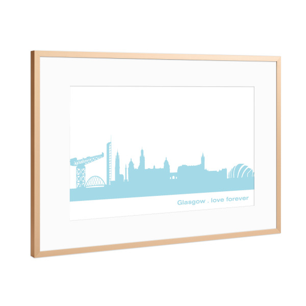 Poster mit Rahmen Kupfer "GLASGOW 08 Pastel-Blue Print" artboxONE - Städte,Reise,Städte / Weitere