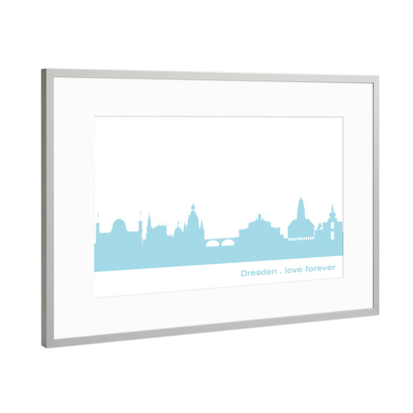 Poster mit Rahmen Silber "DRESDEN 08 Pastel-Blue Print" artboxONE - Städte,Reise,Städte / Weitere