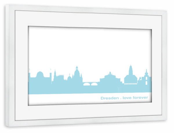Poster mit Rahmen weiß "DRESDEN 08 Pastel-Blue Print" artboxONE - Städte,Reise,Städte / Weitere