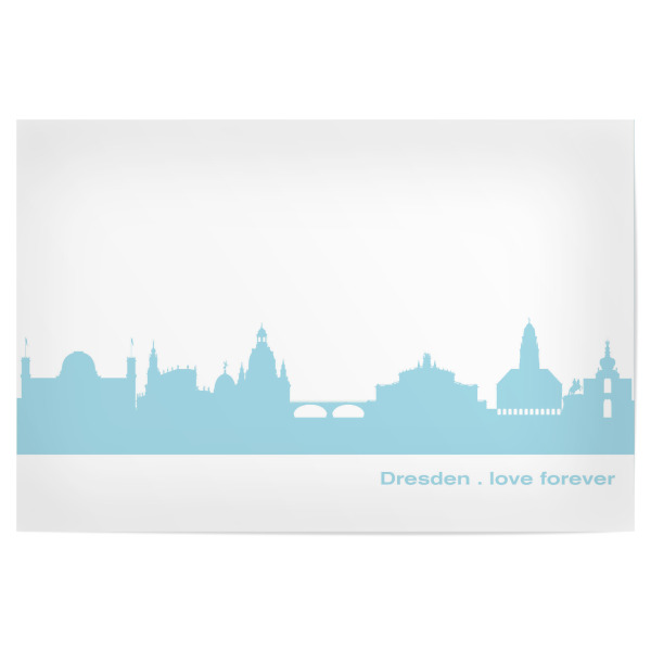 Poster "DRESDEN 08 Pastel-Blue Print" artboxONE - Städte,Reise,Städte / Weitere
