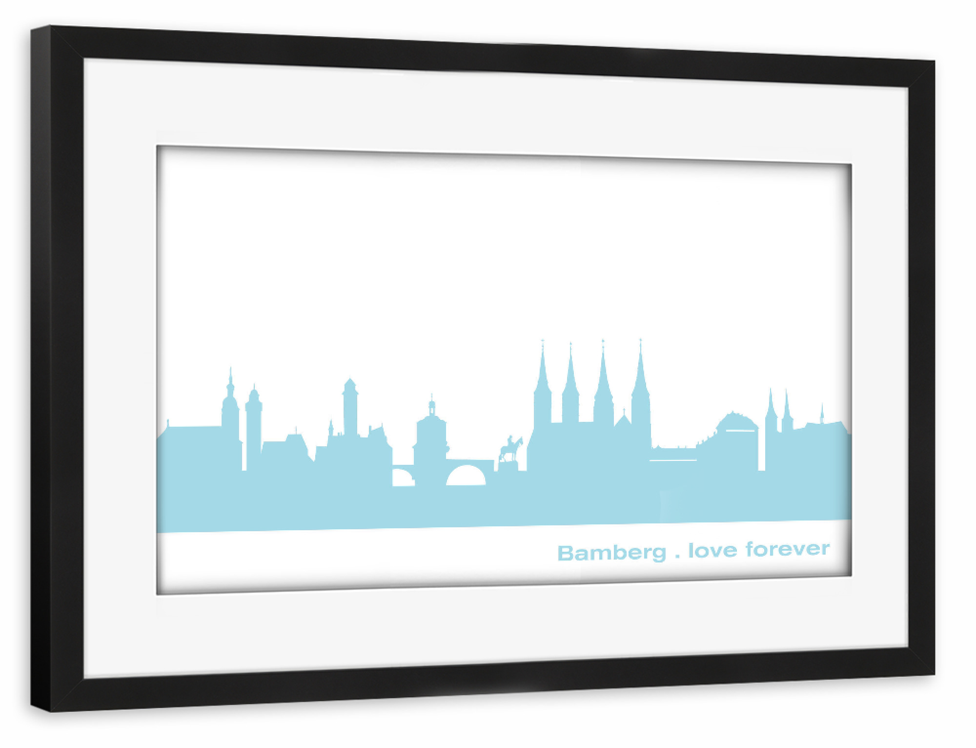 Poster mit Rahmen schwarz "BAMBERG 08 Pastel-Blue Print" artboxONE - Städte,Städte / Weitere
