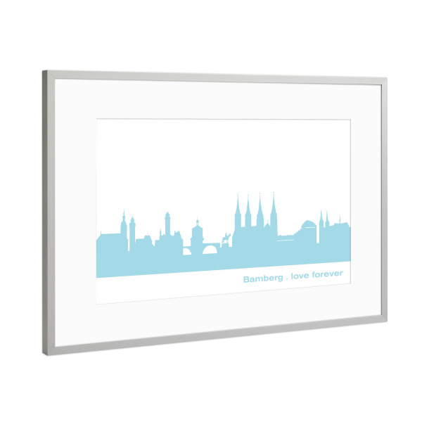 Poster mit Rahmen Silber "BAMBERG 08 Pastel-Blue Print" artboxONE - Städte,Städte / Weitere