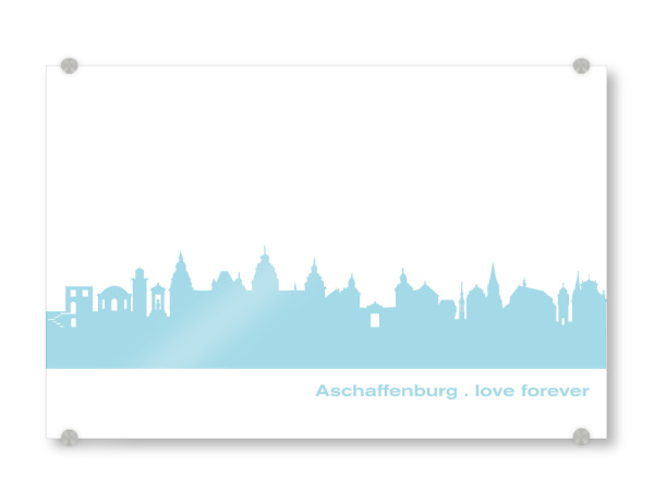 Acrylglasbild "ASCHAFFENBURG 08 Pastel-Blue Print" artboxONE - Städte,Reise,Städte / Weitere