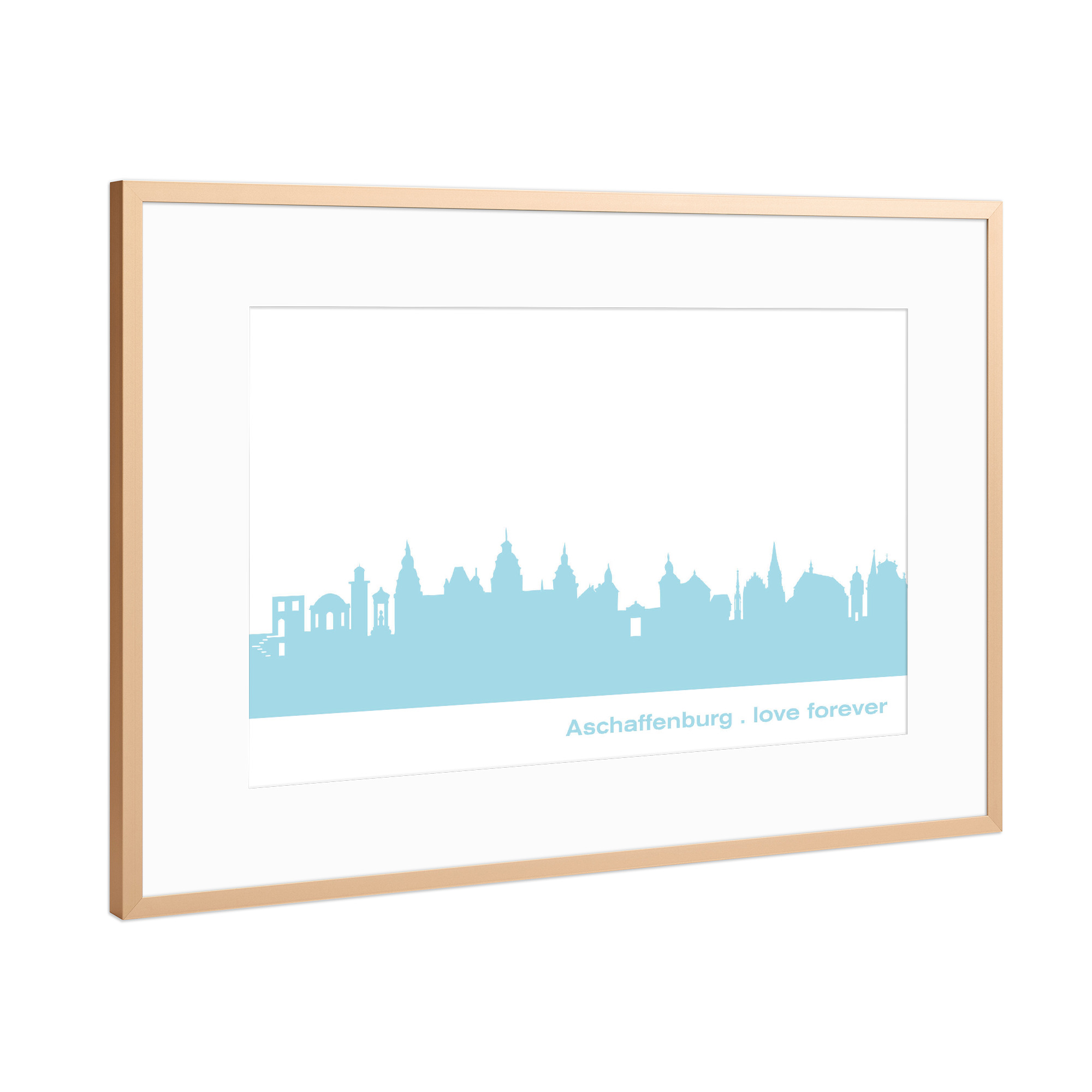 Poster mit Rahmen Kupfer "ASCHAFFENBURG 08 Pastel-Blue Print" artboxONE - Städte,Reise,Städte / Weitere