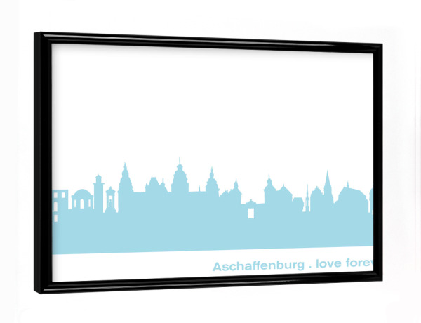 Poster mit schwarzem Rahmen "ASCHAFFENBURG 08 Pastel-Blue Print" artboxONE - Städte,Reise,Städte / Weitere