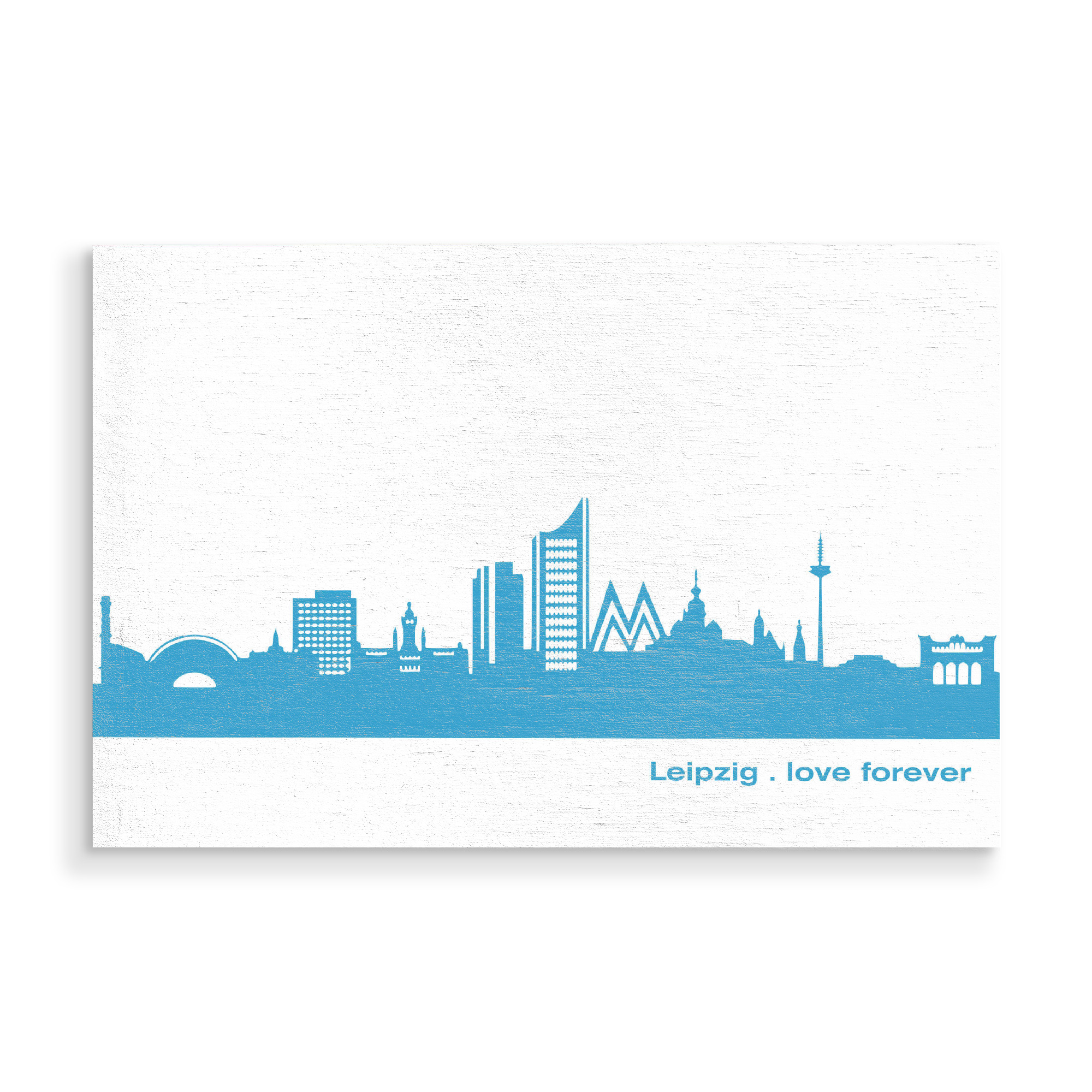 Holzbild "LEIPZIG 05 Teal Skyline Print" artboxONE - Städte,Reise,Städte / Weitere