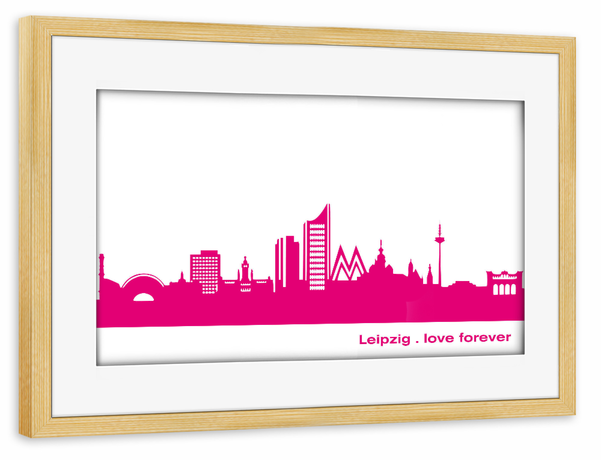 Poster mit Rahmen kiefer "LEIPZIG 04 Pink Skyline Print" artboxONE - Städte,Reise,Städte / Weitere