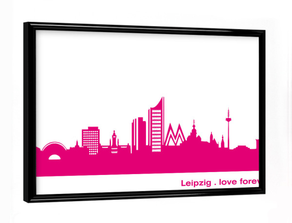 Poster mit schwarzem Rahmen "LEIPZIG 04 Pink Skyline Print" artboxONE - Städte,Reise,Städte / Weitere