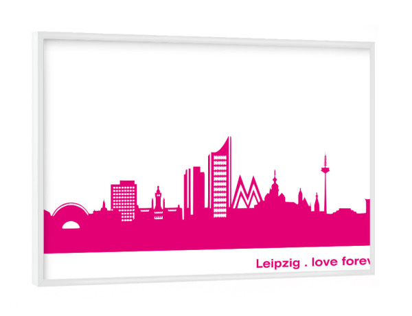 Poster mit weißem Rahmen "LEIPZIG 04 Pink Skyline Print" artboxONE - Städte,Reise,Städte / Weitere