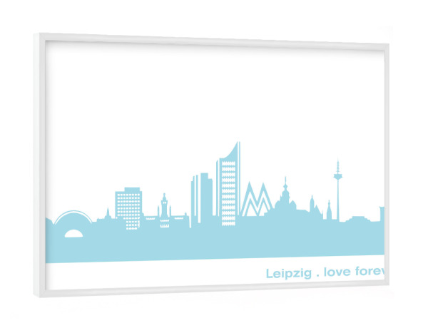 Poster mit weißem Rahmen "LEIPZIG 08 Pastel-Blue Print" artboxONE - Städte,Reise,Städte / Weitere