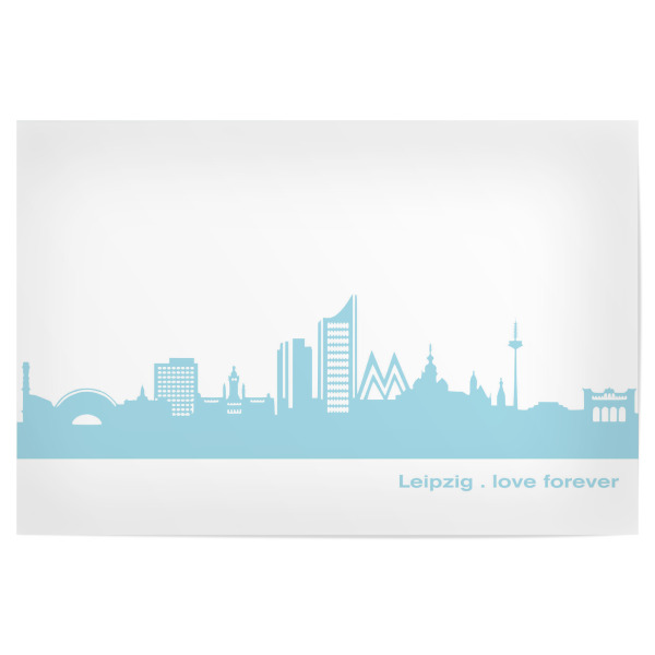 Poster 30x20 cm "LEIPZIG 08 Pastel-Blue Print" artboxONE - Städte,Reise,Städte / Weitere