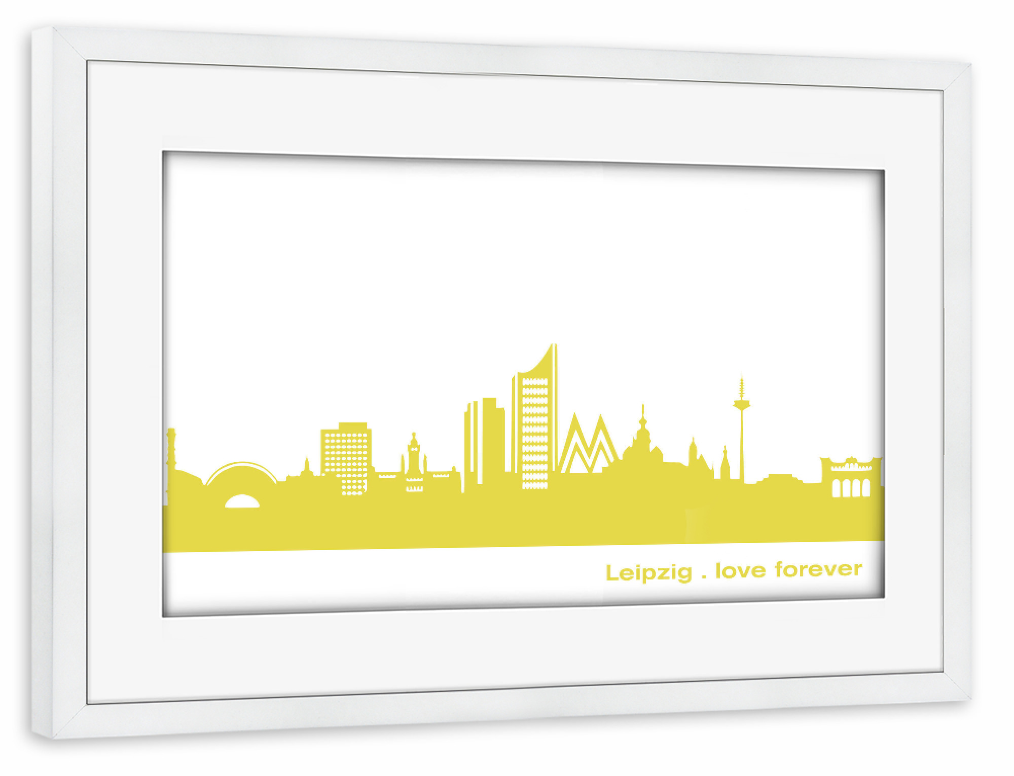 Poster mit Rahmen weiß "LEIPZIG 06 Skyline Spring-Green" artboxONE - Städte,Reise,Städte / Weitere