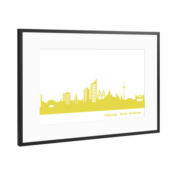 Poster mit Rahmen Schwarz (Metallic) "LEIPZIG 06 Skyline Spring-Green" artboxONE - Städte,Reise,Städte / Weitere