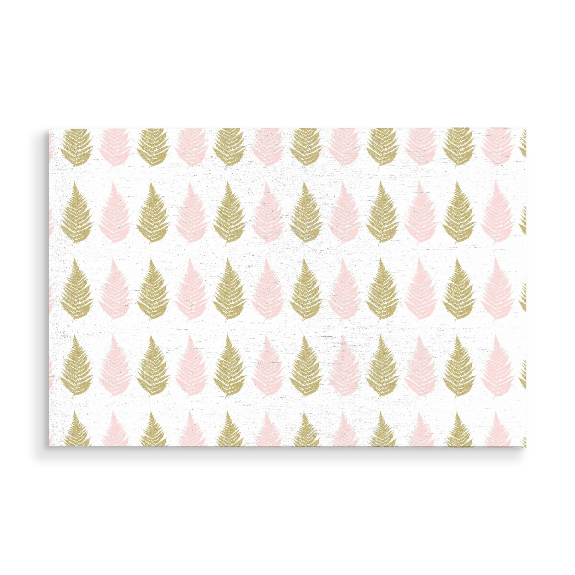 Holzbild "Ferns Christmas Pattern" artboxONE - Natur - Fern,Leaf,Leaves,Pink,Gold,Christmas,Tree,Forest,Pattern
