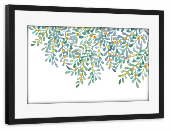 Poster mit Rahmen schwarz "Mistletoe watercolor n.1" artboxONE - Natur,Floral,Weihnachten