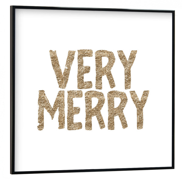 Poster mit schwarzem Rahmen 30x30 cm "Very Merry" artboxONE - Abstrakt - Gold,Merry,Bright,White,Christmas,Calendar,Night,Love,Peace,Glitter