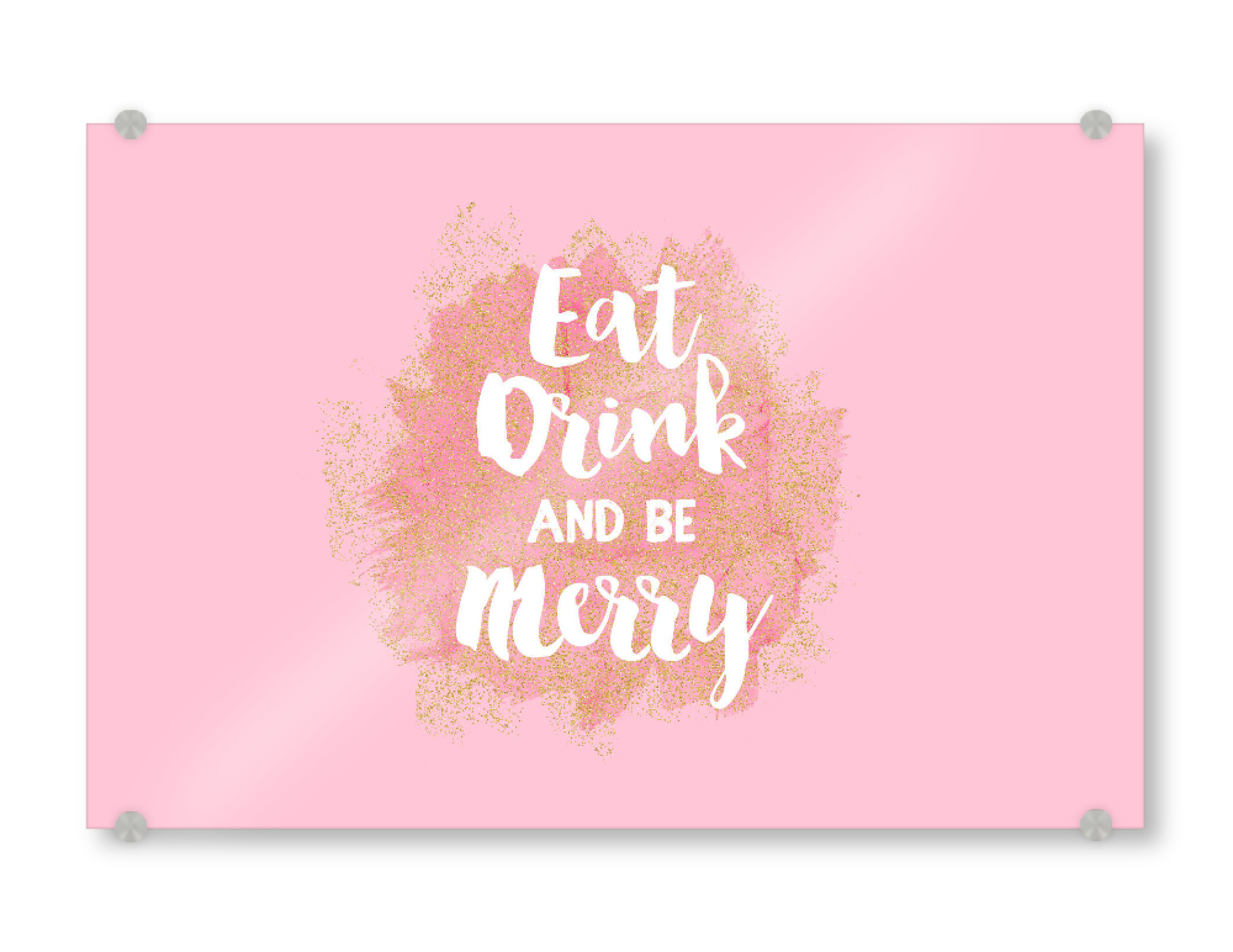 Acrylglasbild "Eat Drink and Be Merry" artboxONE - Abstrakt - Gold,Pink,Glitter,Merry,Bright,Drink,Love,Lovely,Nice,Christams,Winter
