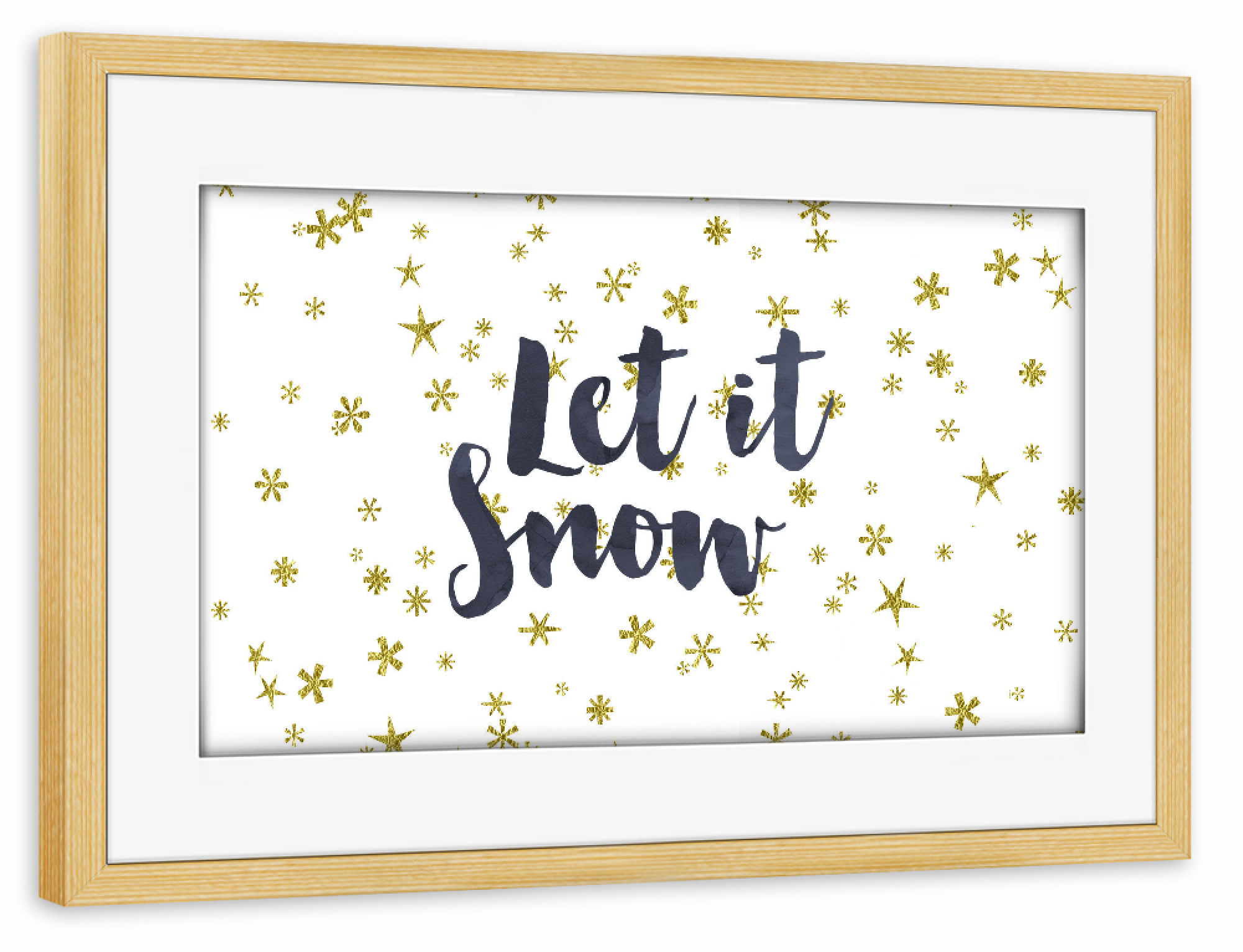 Poster mit Rahmen kiefer "Let It Snow 6" artboxONE - Abstrakt - Christmas,Winter,Snow,Silent,Niht,Weiss,Star,Bright