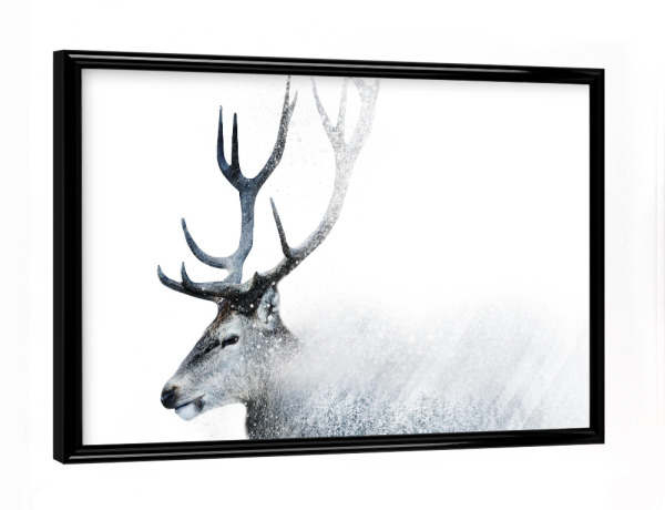 Poster mit schwarzem Rahmen "Oh Deer Snow" artboxONE - Natur - Deer,Snow