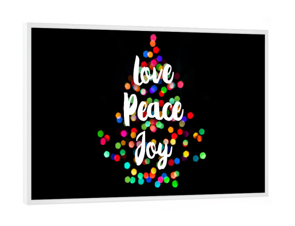 Poster mit weißem Rahmen "Love Peace & Joy" artboxONE - Weihnachten - Color,Christmas tree,Christmas,Love,Pece,Joy,Light